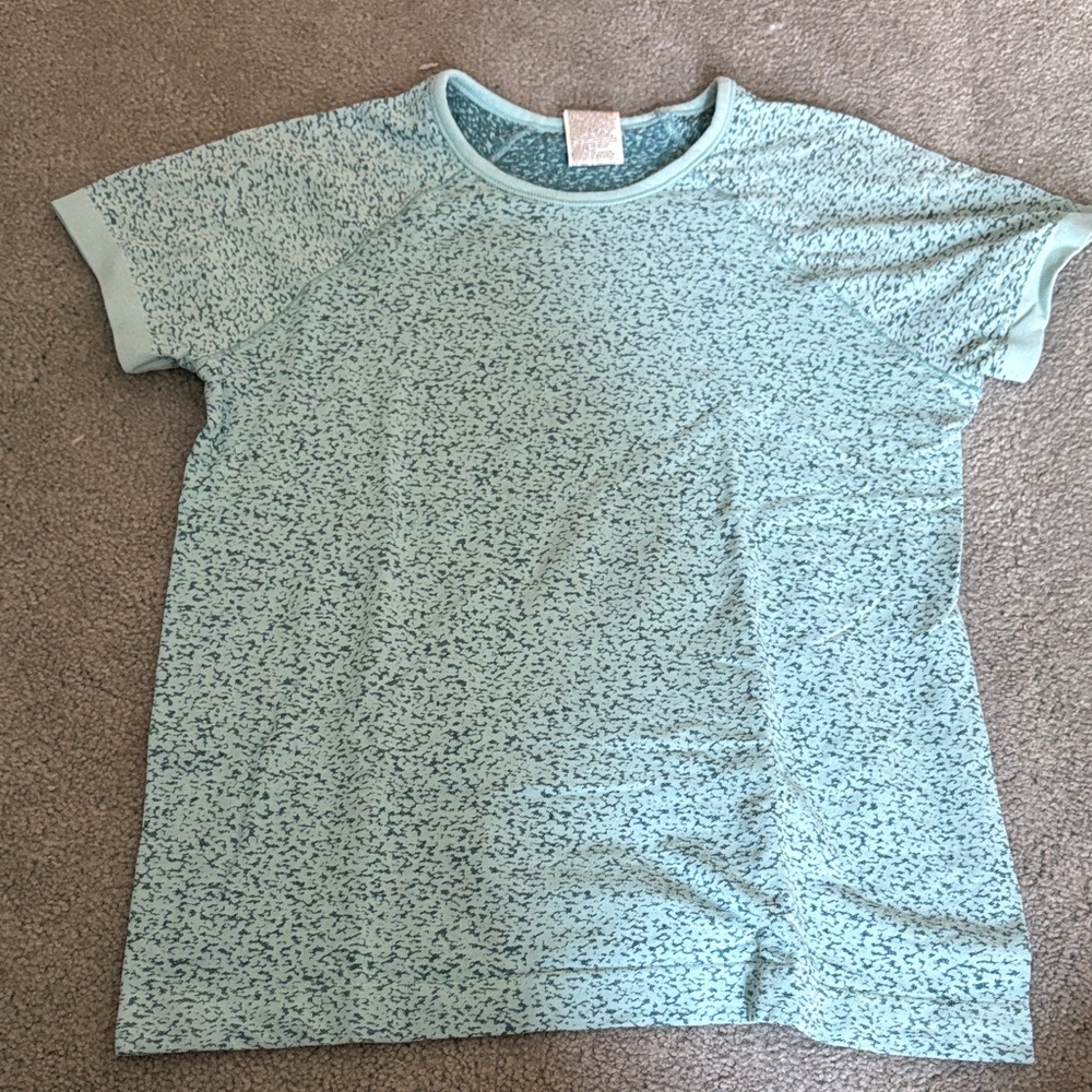 Athleta Girl Teal Patterned Tee